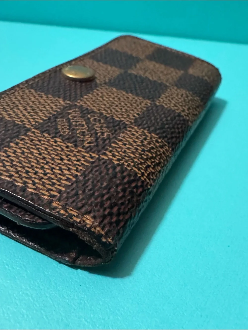Louis Vuitton Brown Damier Ebene Card & 4 Key Holder with Brass Snap